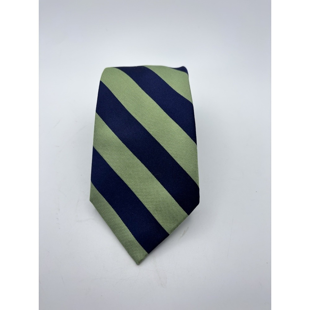 Izod Mens Silk Tie Necktie Blue Green Stripe REPP 3.25" X 59"‎ Preppy